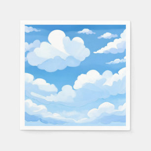 Himmel full av moln Vattenfärg Blå Himmel Målnin Pappersservett