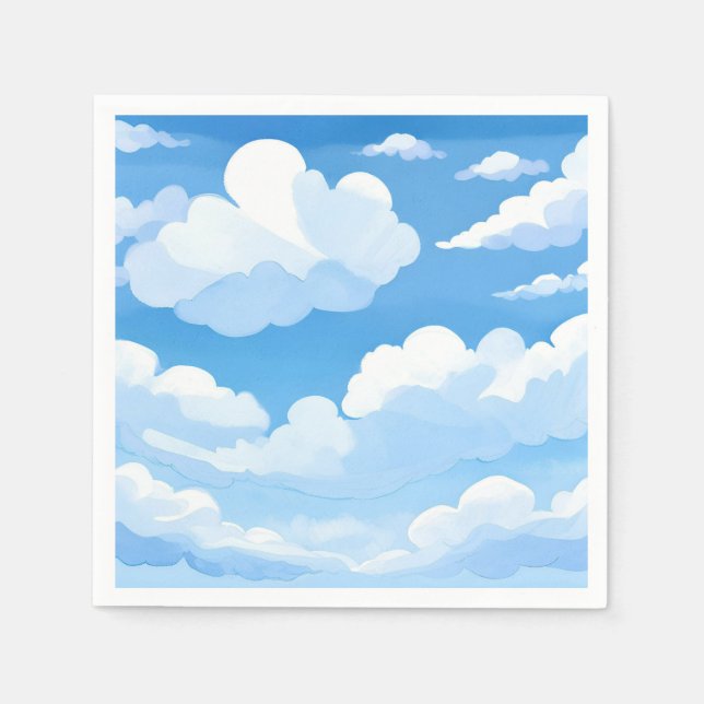 Himmel full av moln | Vattenfärg Blå Himmel Målnin Pappersservett (Framsidan)