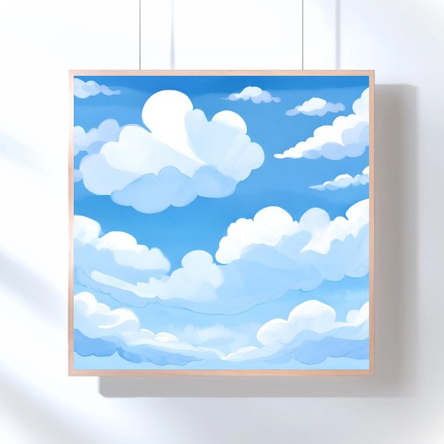 Himmel full av moln | Vattenfärg Blå himmel-målnin Poster (Skapare uppladdad)