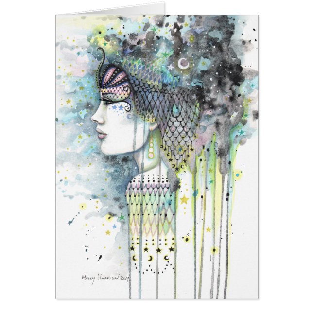 Himmel Gypsy Fantasy Bohemian Contemporary Woman A Hälsningskort (Framsidan)