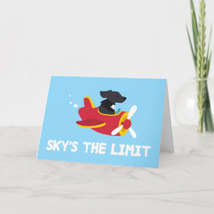 Himmel limit Hund-flygplanshälsningskort Tack Kort