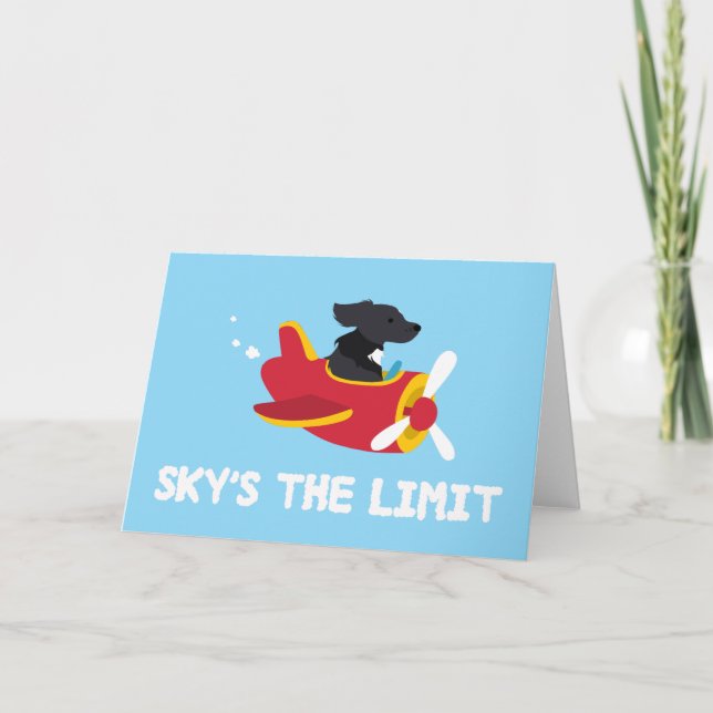 Himmel limit Hund-flygplanshälsningskort Tack Kort (Framsida)