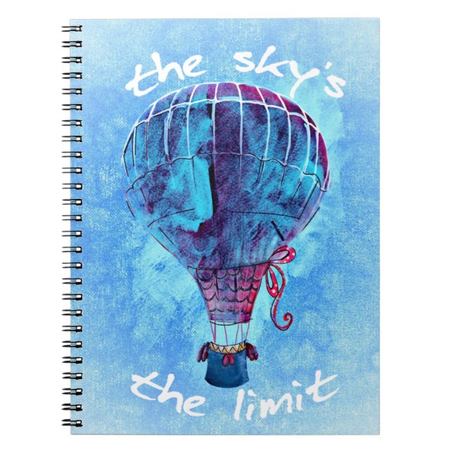 Himmel luftballongen för begränsavattenfärg anteckningsbok (Framsidan)