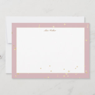 himmel och guld-stjärnor, monogram anteckningskort