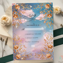 Himmel om Kärlek Golden-blommor Bröllop