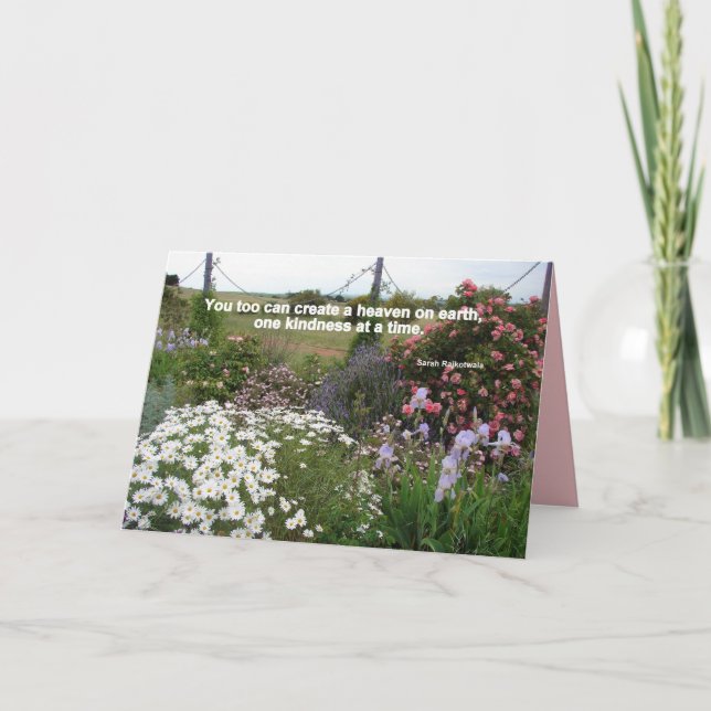 Himmel På Jorden Trädgård För Snällhet Tacksamhets Kort (Framsida)