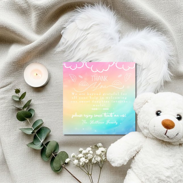 Himmel Regnbåge bebis Förlossning NICU Sjukhus  Tack Kort (Heaven Rainbow baby Labor Delivery NICU Hospital Thank You Card)