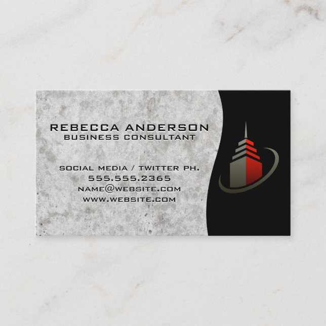 Himmel Scraper Byggnad Icon/Lagrar Market Graph Visitkort (Framsida)