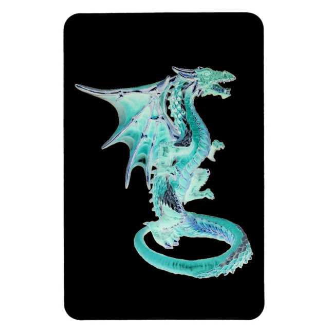 Himmelblå Drak Förbluffande Fantasy Varelse Konst Magnet (Vertikal)