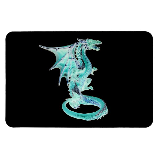 Himmelblå Drak Stunning Fantasiväsen Konstverk Magnet (Horisontell)
