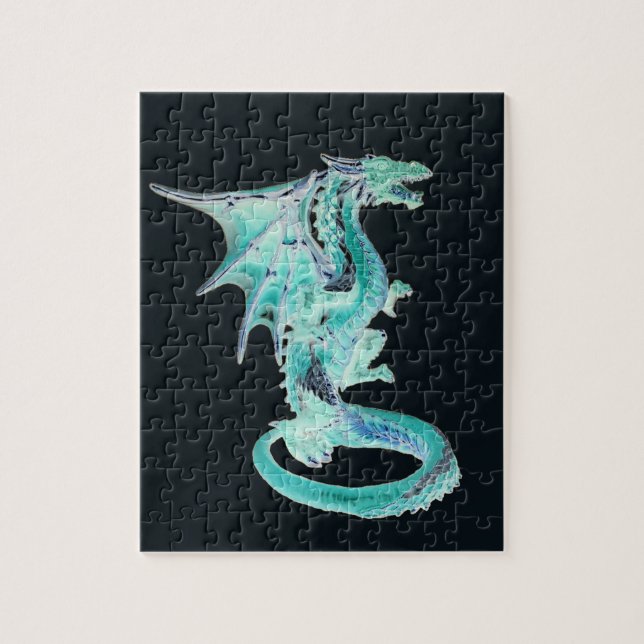 Himmelblå DrakfantasiMystisk Havsdrake Konst Pussel (Vertikal)