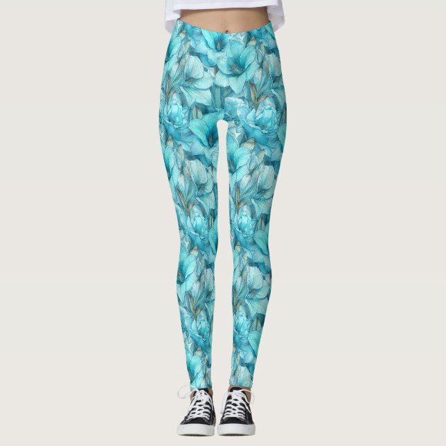 Himmelblå Gym Amaryllis-tema Mamma Gåvor Leggings (Framsida)