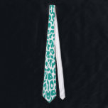 Himmelblå och vit leopardtryckskinn slips<br><div class="desc">Djurtryck päls skinn av leopard</div>
