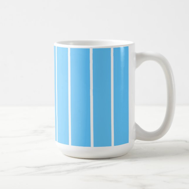 Himmelblå och vita sommarränder kaffemugg (Höger)