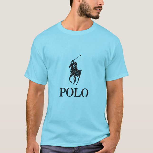 Himmelblå Polotröja | Klassisk Casual  T Shirt (Framsida)