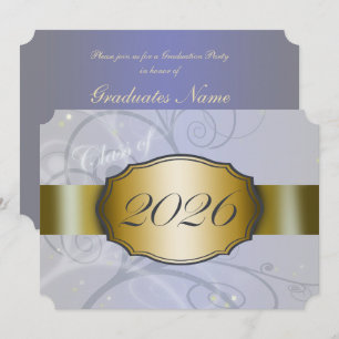 Himmelblå Skörd och Guld 2026 Examenfest Inbjudningar