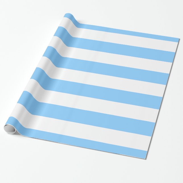 Himmelblå, vita XL-randiga mönster Presentpapper (Utrullad)