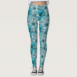 Himmelblå Yoga Amaryllis Glans Damkläder Leggings