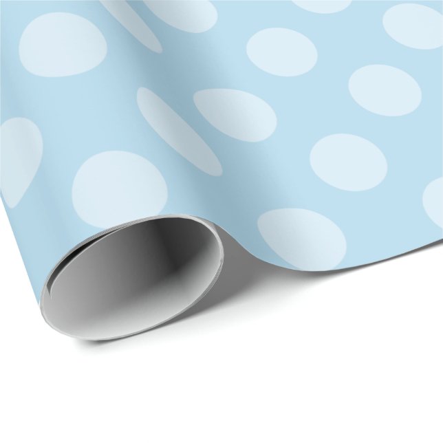 Himmelblått med baby blue polka dots presentpapper (Rullad Hörn)