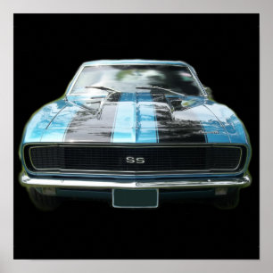 Himmelblått SS Camaro med svart randar Poster