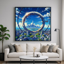 Himmelporten - Futuristisk Stad Illustration Stil