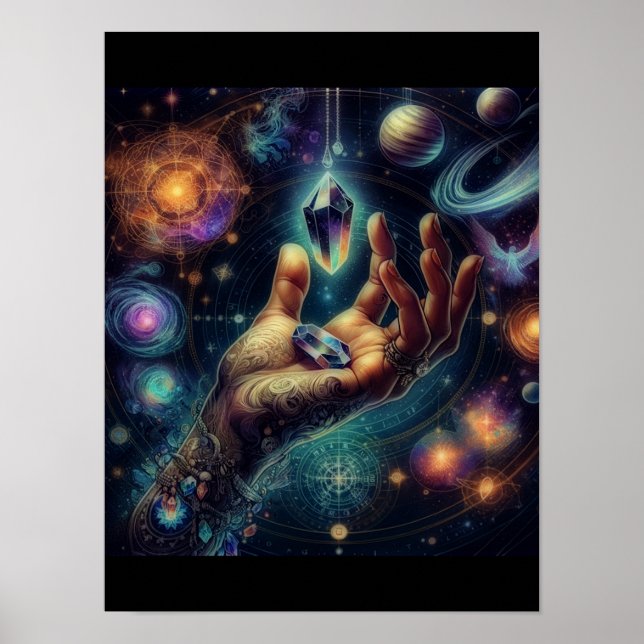 Himmels Kristall i Palm Galaxen Spacy Poster (Framsidan)