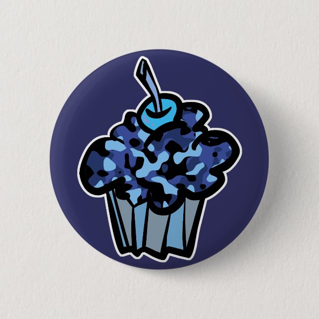 himmelsblå kamouflagecupcake knapp (Framsida)