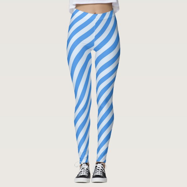 himmelsblå randiga leggings (Framsida)