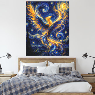 Himmelsfågel Fenix från den stjärnbeströdda natten Canvastryck