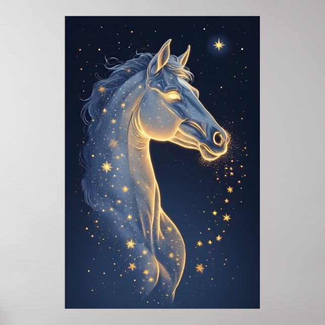 🌌 HimmelsHästen under den stjärnljusa natthimlens Poster (Framsidan)