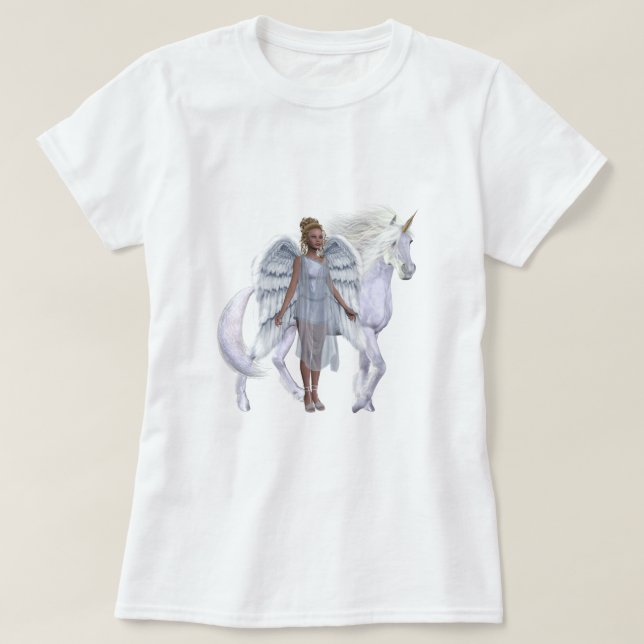Himmelsk ängel- och UnicornT-tröja T-shirt (Design framsida)