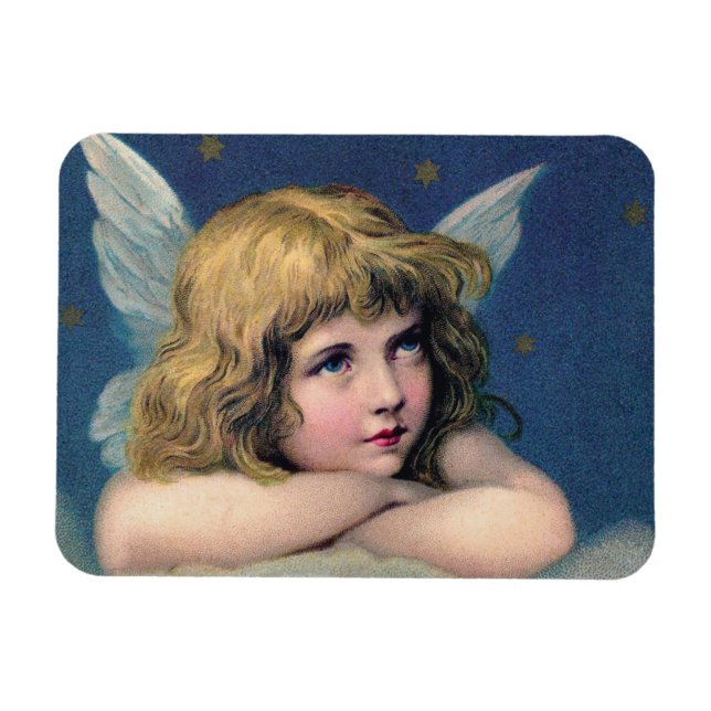 Himmelsk ängel som drömmer om ett moln i himlar magnet (Horisontell)