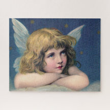 Himmelsk ängel som drömmer om ett moln i himlar