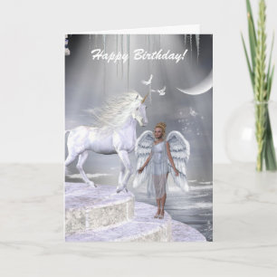 Himmelsk Angel Unicorn Scene Kort