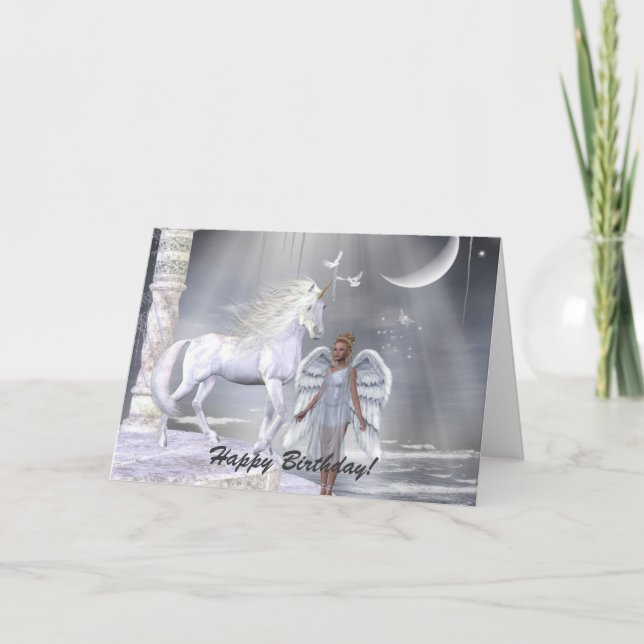 Himmelsk Angel Unicorn Scene Kort (Framsida)