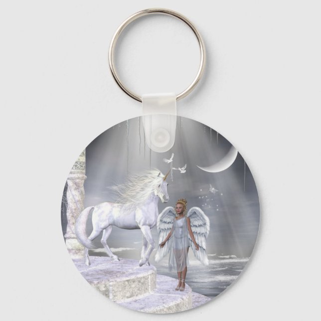 Himmelsk Angel Unicorn Scene Nyckelring (Framsida)