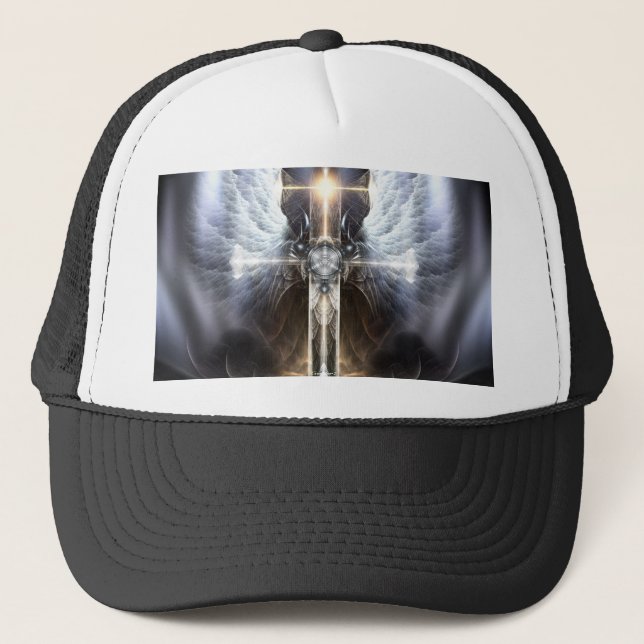 Himmelsk Angel Vinge Kor Fractal Art Hat Truckerkeps (Framsida)