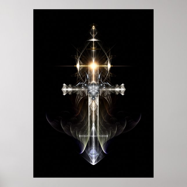 Himmelsk Angel Vinge Kor Fractal Art NWGBL Poster (Framsidan)