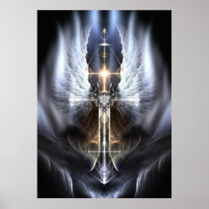 Himmelsk Angel Vinge Kor Fractal Art Poster ORG