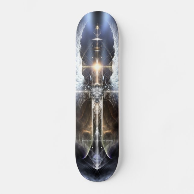 Himmelsk Angel Vinge Kor Fractal Art Skateboard (Framsida)