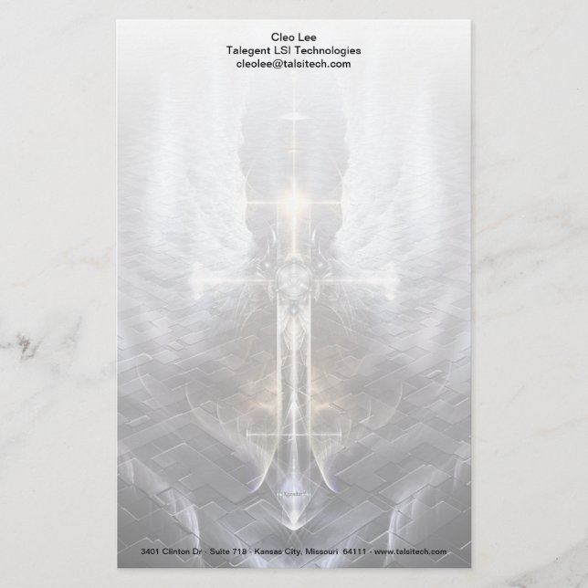 Himmelsk Angel Vinge Kor Fractal Art Stationery Brevpapper (Framsida)