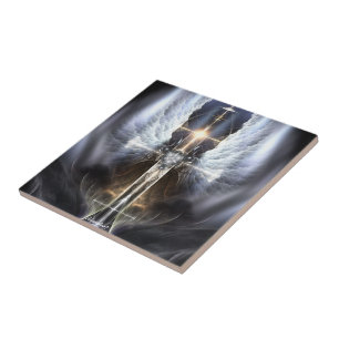 Himmelsk Angel Vinge Kor Fractal Art Tile Kakelplatta