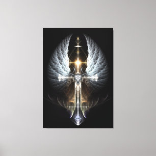 Himmelsk Angel Vinge Kor Kanvastryck Black
