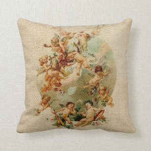 Himmelsk ängelCherubsvintage skrivar Burlap Kudde