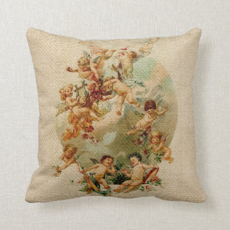 Himmelsk ängelCherubsvintage skrivar Burlap Kudde