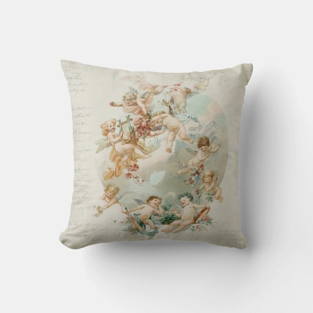 Himmelsk ängelCherubsvintage skrivar Kudde (Framsida)