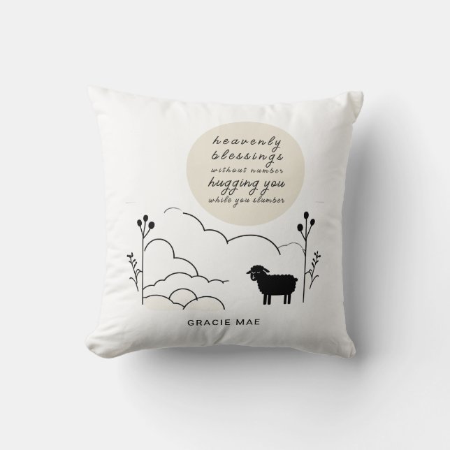 Himmelsk Blessings Prayer | Neutralt Färg | Får Kudde (Framsida)