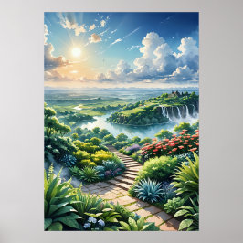 Himmelsk Blomsterträdgård Poster