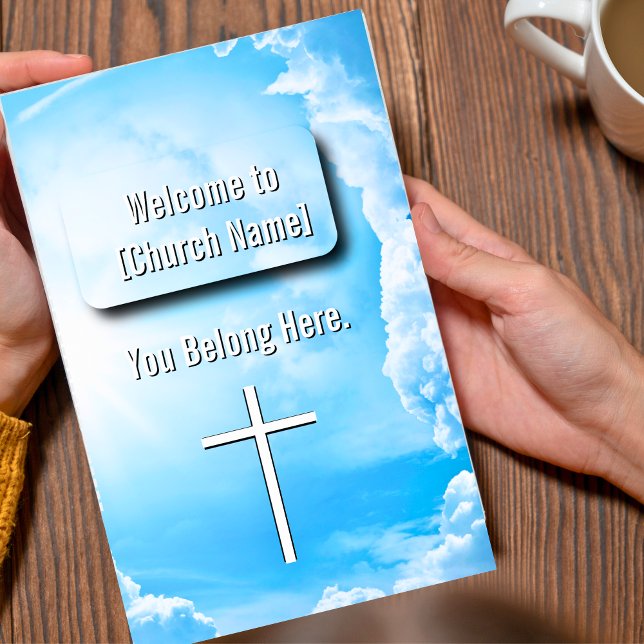 Himmelsk Blue Clouds Church Bulletin Reklamblad (Heavenly Blue Clouds Church Bulletin Flyer)