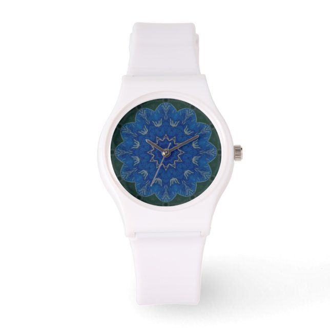 Himmelsk Blue Flower Mandala Watch sportig Armbandsur (Framsida)